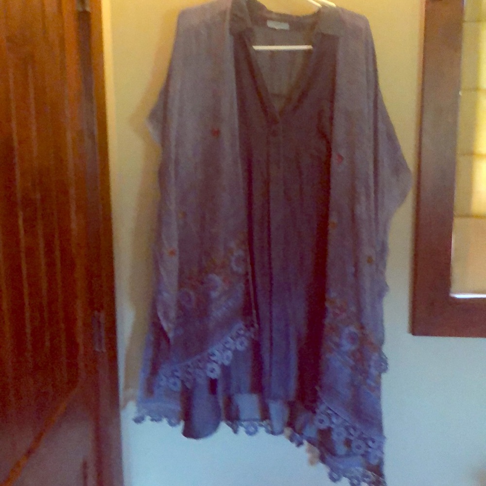 Denim dress with kimono